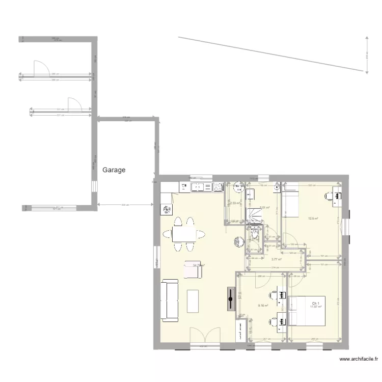extension 84m2 1 rdc. Plan de 