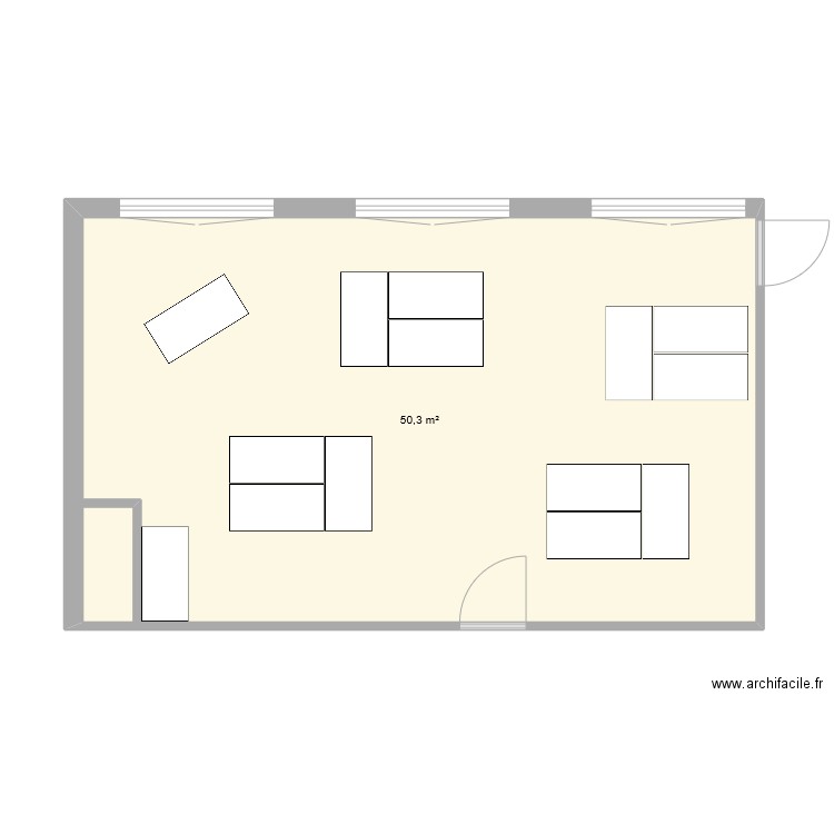 20230316 - Niort Tech avec mobilier. Plan de 1 pièce et 50 m2