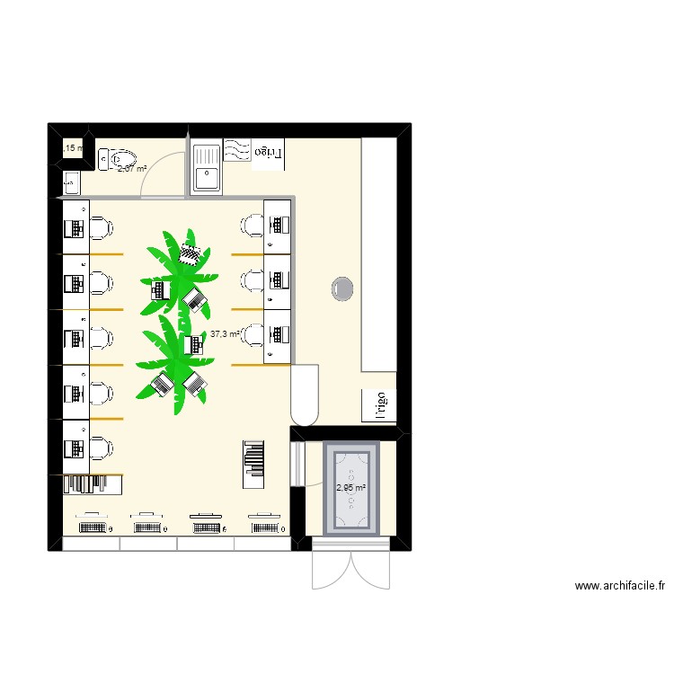 Ordinatour plan 4+4. Plan de 4 pièces et 42 m2