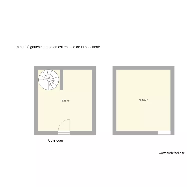 En haut &agrave; gauche de la boucherie . Plan de 