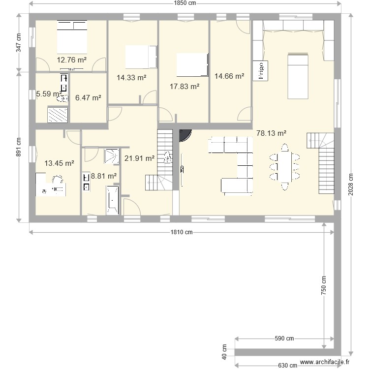 Plan maison rénové V2. Plan de 0 pièce et 0 m2