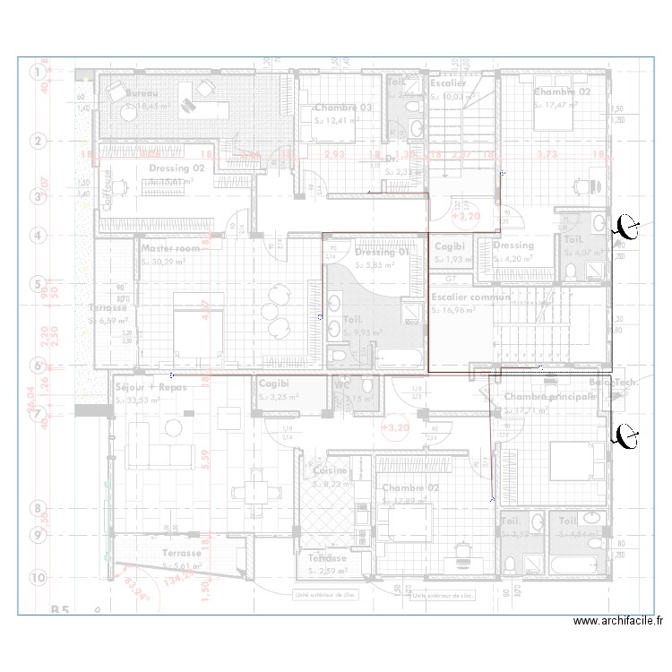 Distribution TV immeuble TANAZOU Etage 1. Plan de 0 pièce et 0 m2