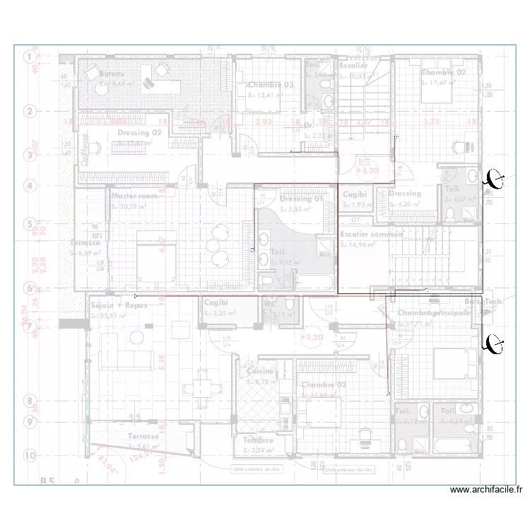 Distribution TV immeuble TANAZOU Etage 1. Plan de 0 pièce et 0 m2