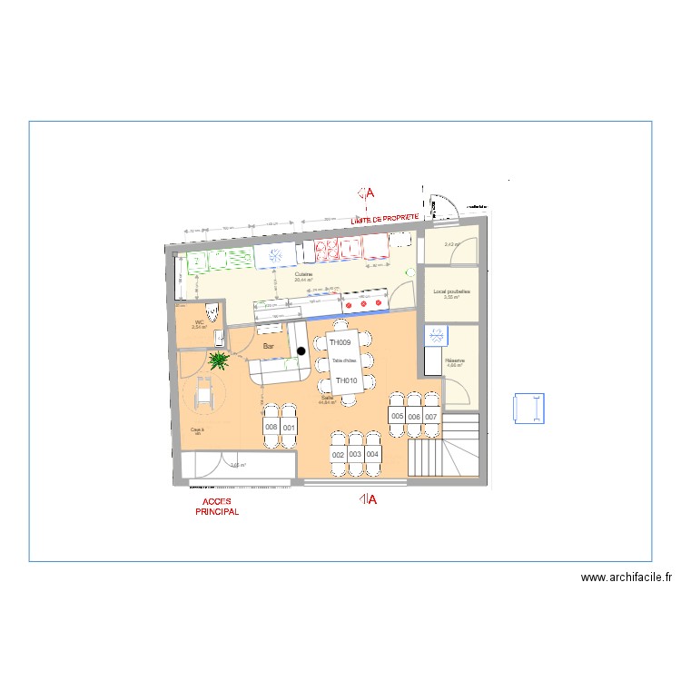 Verneuil Restaurant Canaille v1. Plan de 19 pièces et 243 m2