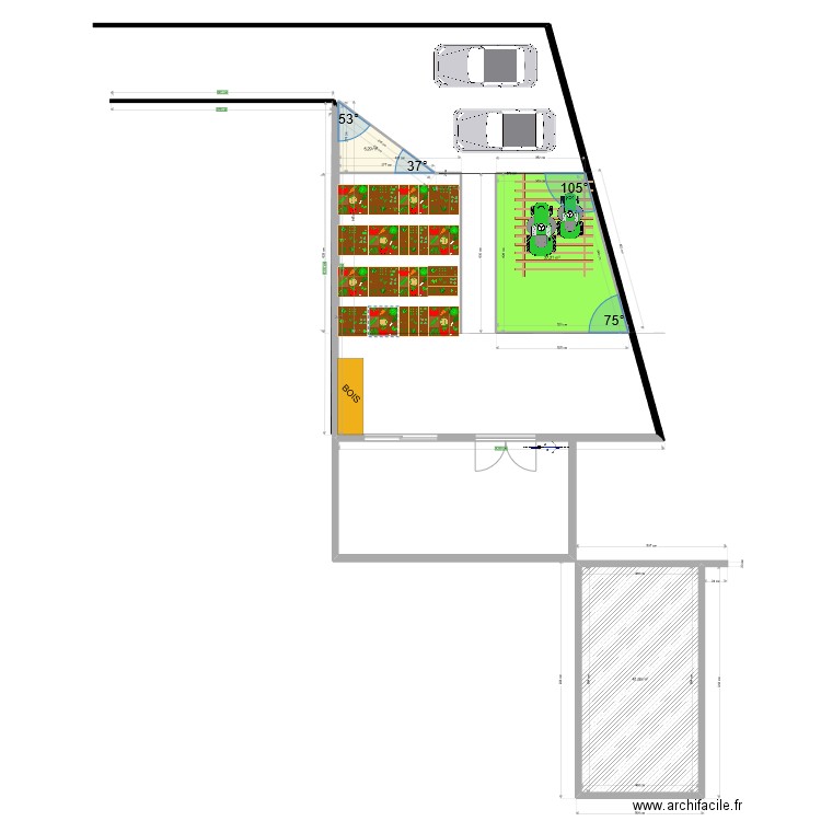 antoureau. Plan de 3 pièces et 74 m2