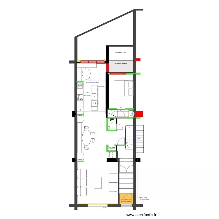 BAUCQ 77 Bel étage Cuisine. Plan de 4 Pièces et 21 m² BAUCQ 77 Bel étage Cuisine. Plan de 4 Pièces et 21 m²