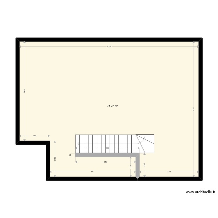 R+1 ANTONY. Plan de 1 pièce et 75 m2