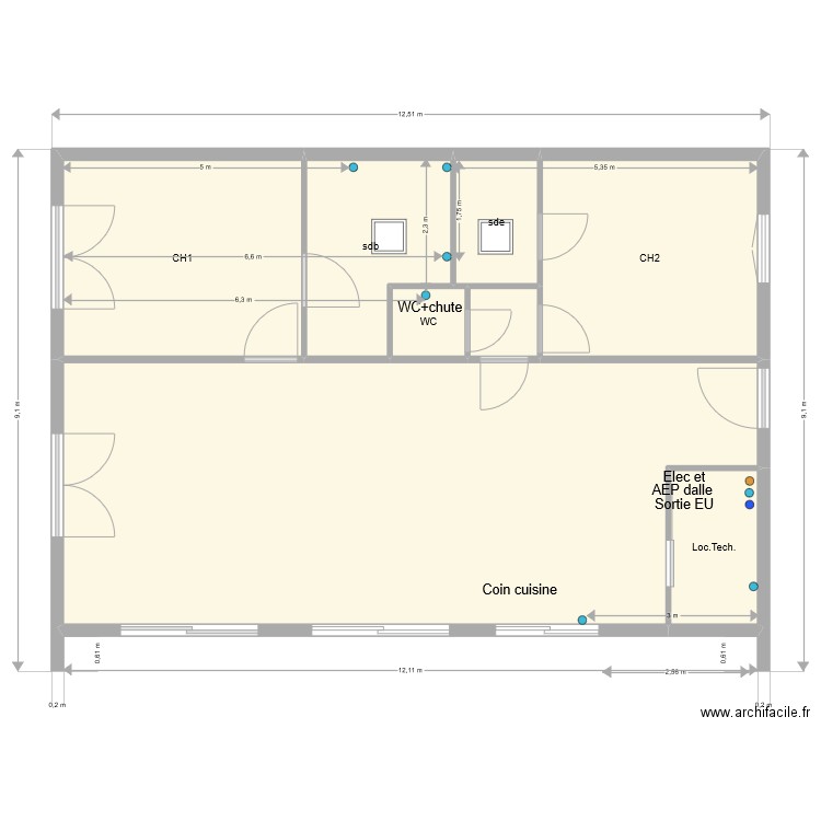 base EU. Plan de 8 pièces et 96 m2