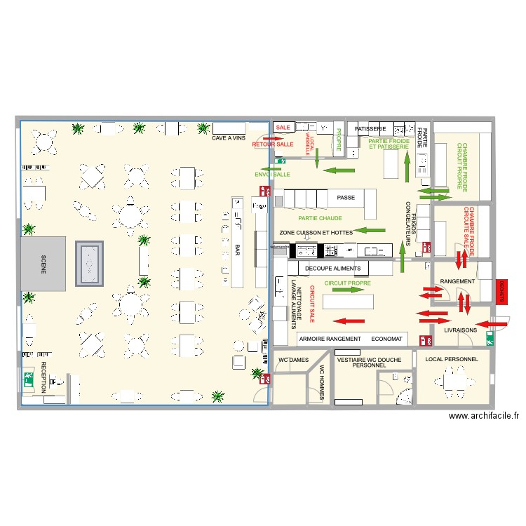 2 SOULS RESTAURANT. Plan de 9 pièces et 393 m2