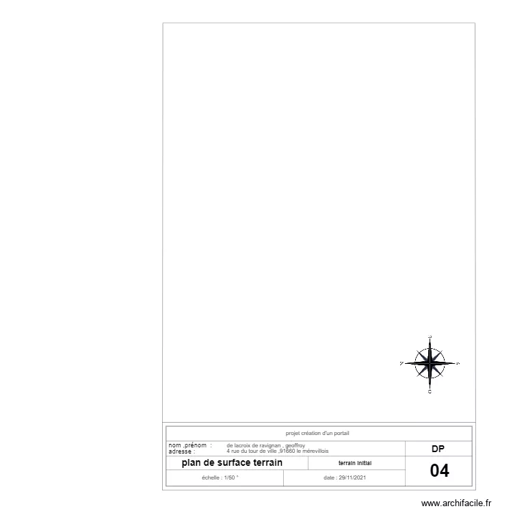 encadrement vide. Plan de 