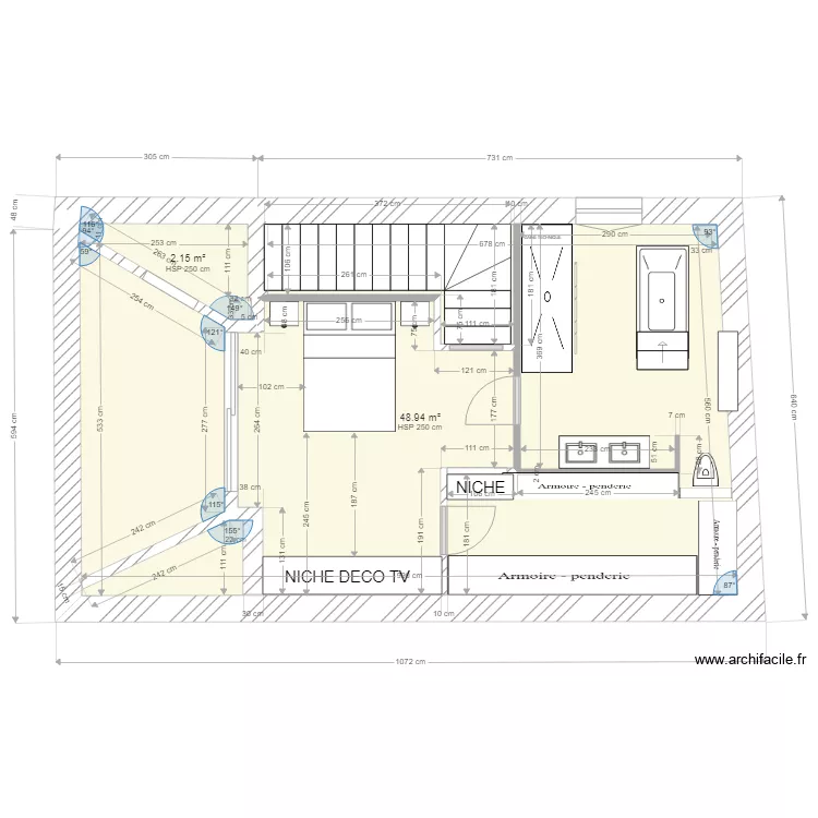 ETAGE CHAMBRE BARRUS. Plan de 