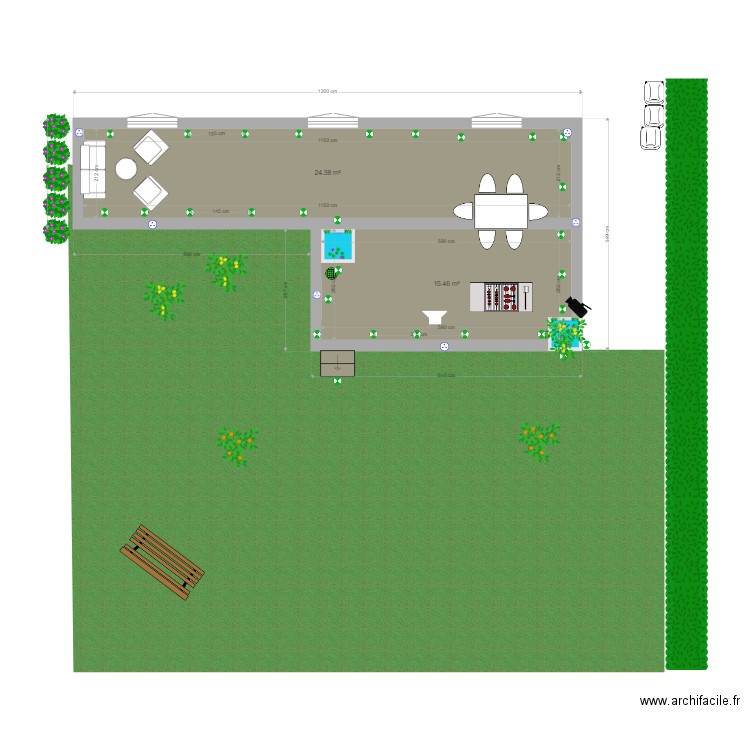 terrasse. Plan de 0 pièce et 0 m2