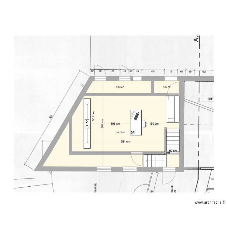 Bierges - Montage_son -v9. Plan de 3 pièces et 45 m2