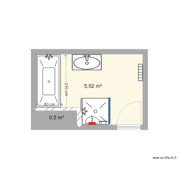 goncalves AP TX. Plan de 2 pièces et 6 m2