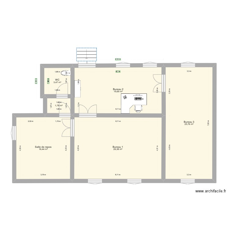 4.1 Aménagement . Plan de 6 pièces et 94 m2