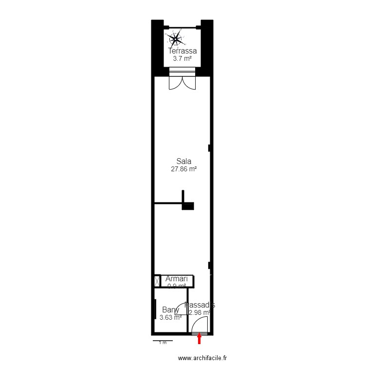 ED. EL PEDRAL. BLOC F. AP. 623. ENCAMP. Plan de 7 pièces et 39 m2