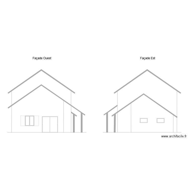 Façades Ouest et Est V2. Plan de 0 pièce et 0 m2