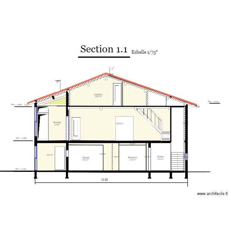 SECTION 1 faux plafond terrasse. Plan de 0 pièce et 0 m2