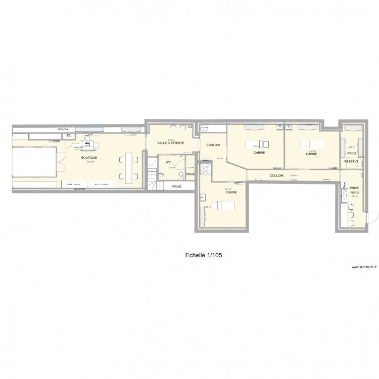 sci huet disposition des meubles. Plan de 0 pièce et 0 m2