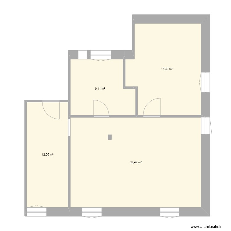 F3 Etage Réagencement avec placards. Plan de 4 pièces et 71 m2