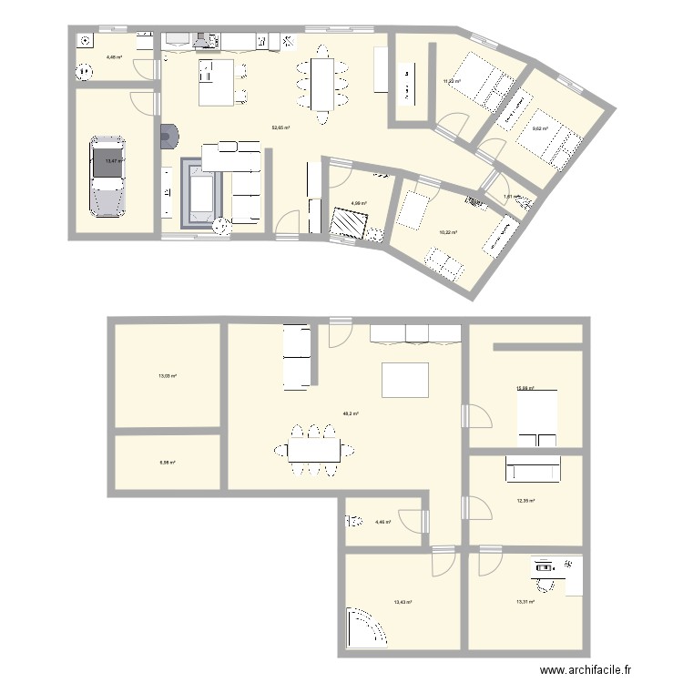 Maison. Plan de 16 pièces et 236 m2