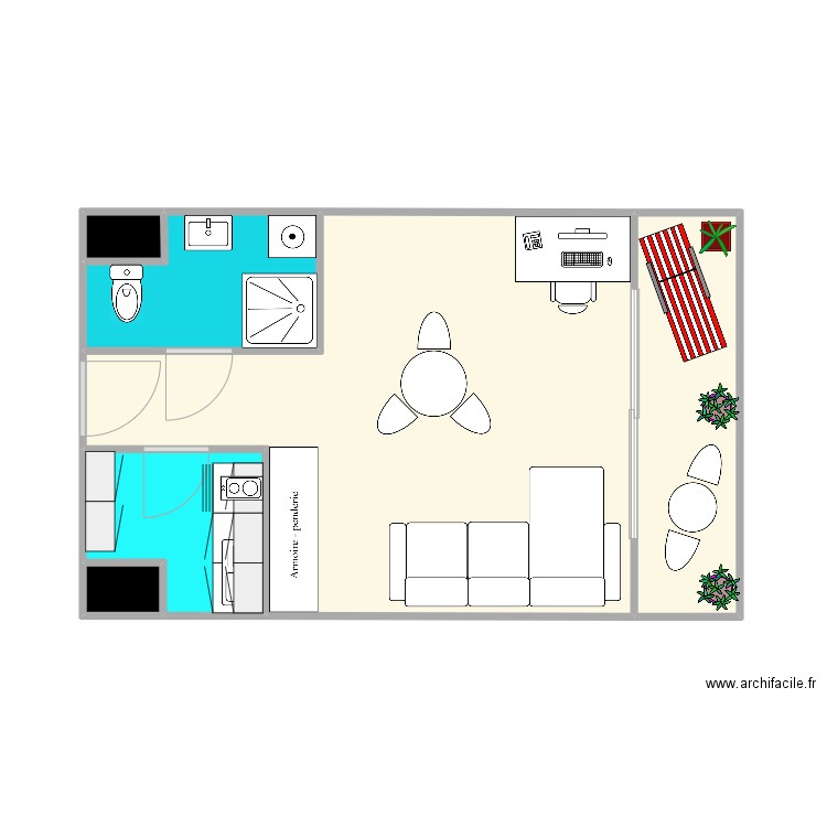 44 Lepeu espace ouvert. Plan de 6 pièces et 36 m2