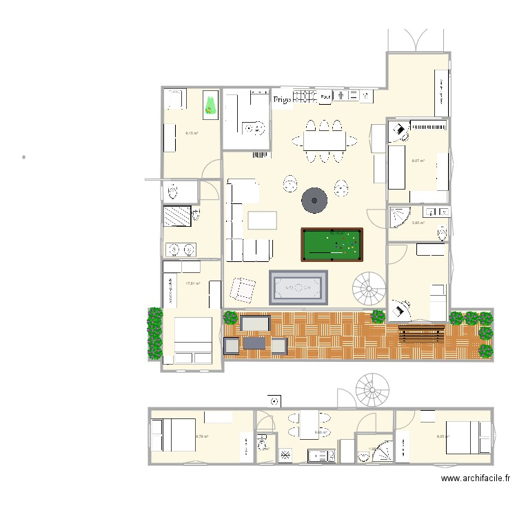 cendras. Plan de 10 pièces et 166 m2