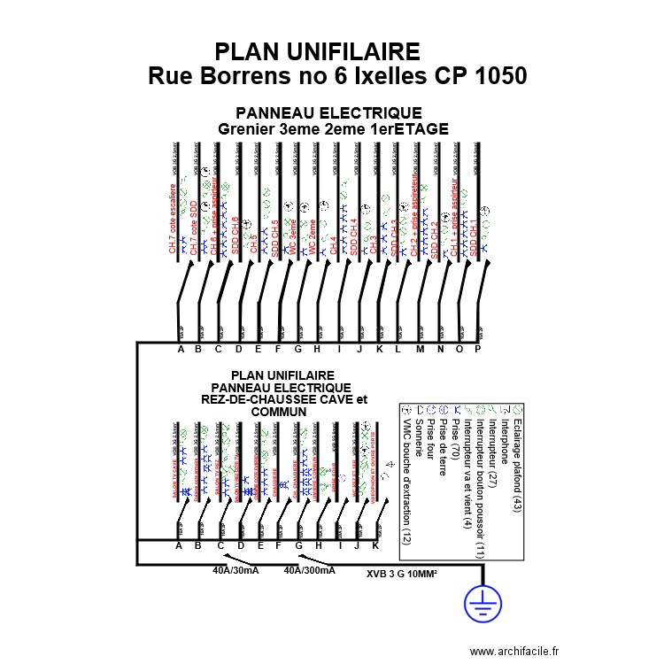 plan unifilaire . Plan de 0 pièce et 0 m2