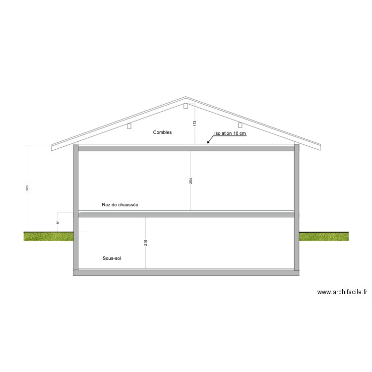 Verchères 18a - coupe transversale. Plan de 0 pièce et 0 m2