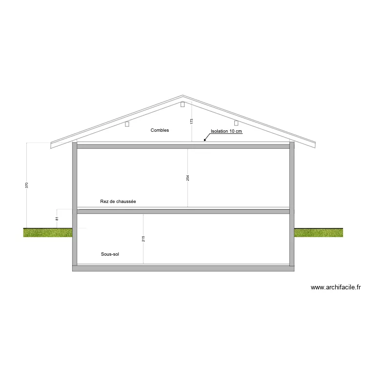 Verch&egrave;res 18a - coupe transversale. Plan de 