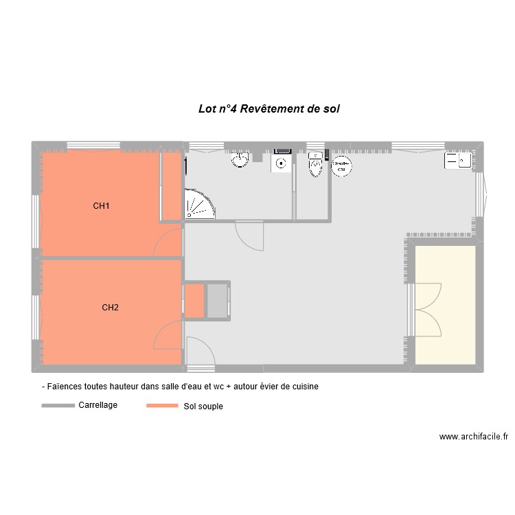  LGT NICOLIER Lot n°4 Revêtement de sol. Plan de 7 pièces et 73 m2