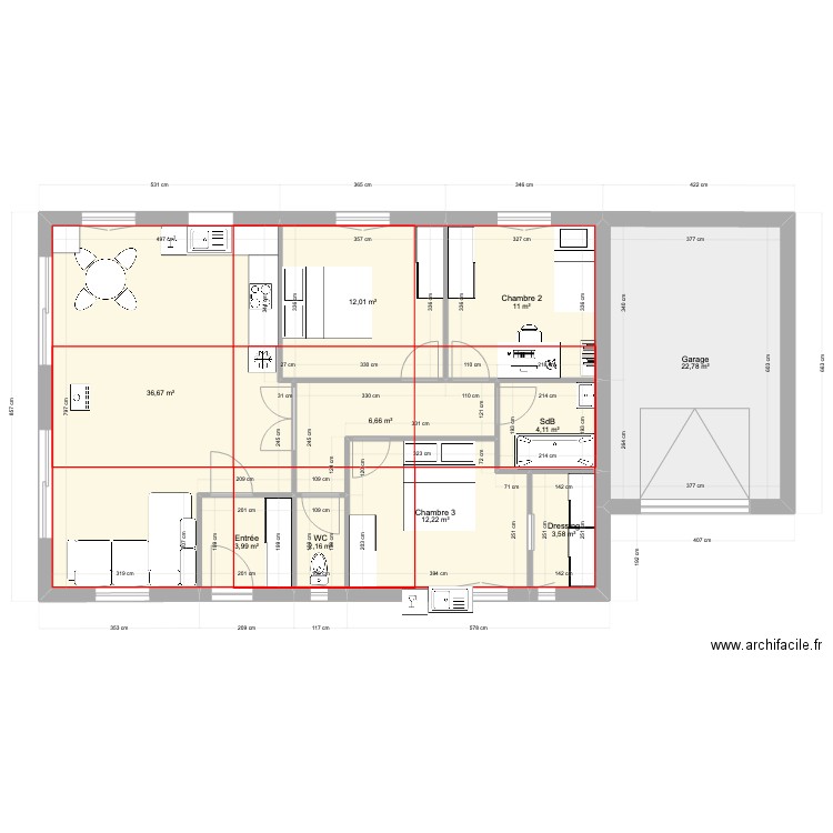 Test 1. Plan de 10 pièces et 115 m2