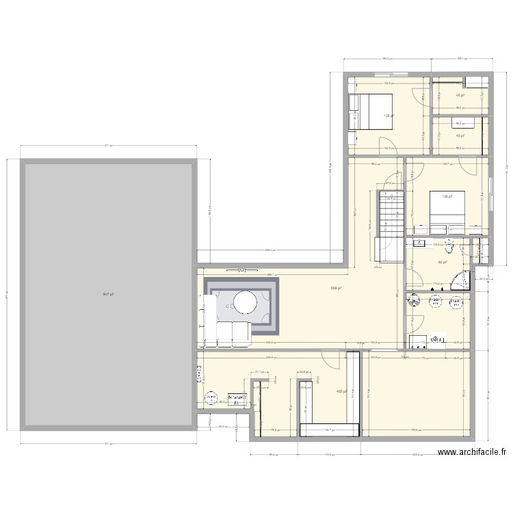 Sous-sol version 1 - 2. Plan de 8 pièces et 226 m2