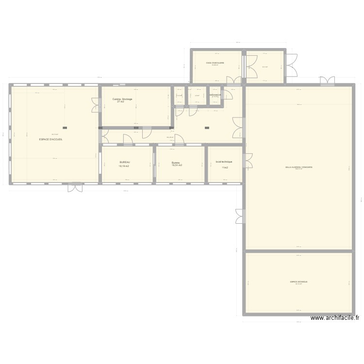 RC et SALLE AUDITION IMPULSE maj 25-07-23. Plan de 9 pièces et 463 m2