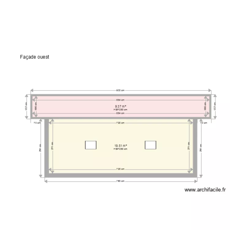 façade ouest. Plan de façade ouest. Plan de