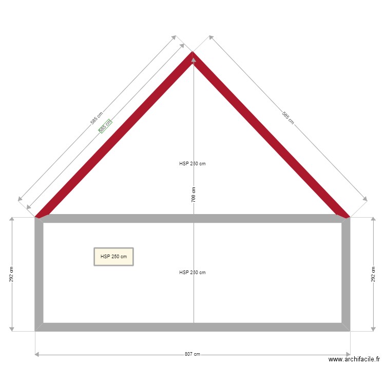 vue de coupe côté. Plan de 3 pièces et 35 m2