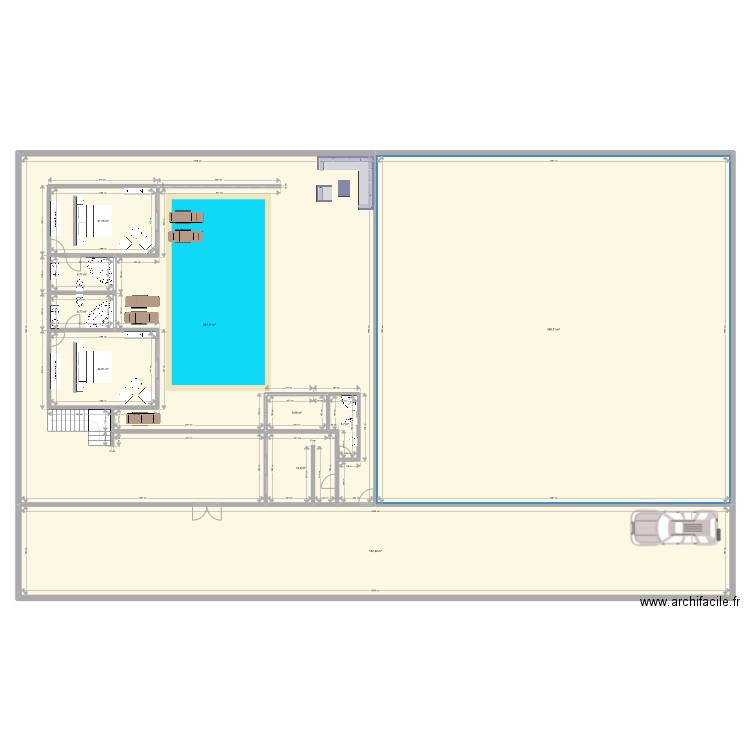 2 x 500m2. Plan de 10 pièces et 945 m2