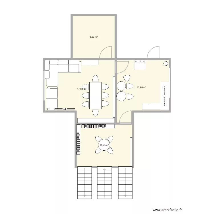 Plan MHH CIUP Am&eacute;nag&eacute;. Plan de 4  et 49 m²
