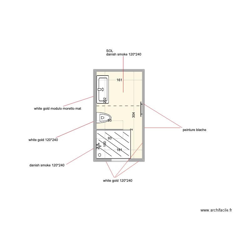 SDB détails 2. Plan de 1 pièce et 5 m2