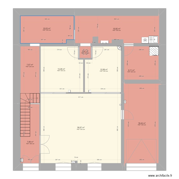 ERP v01. Plan de 10 pièces et 132 m2