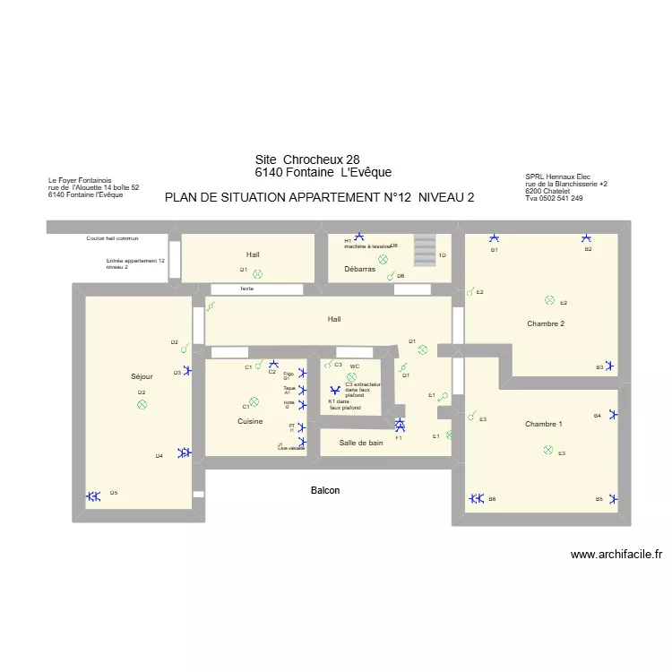 fontaine 12. Plan de 8  et 50 m²