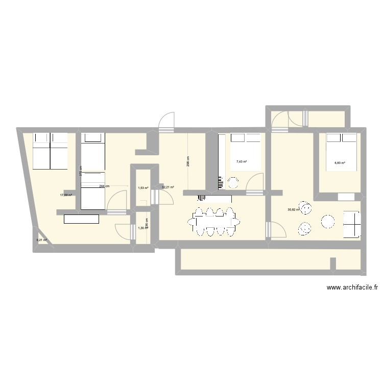 CABANON 3. Plan de 8 pièces et 97 m2