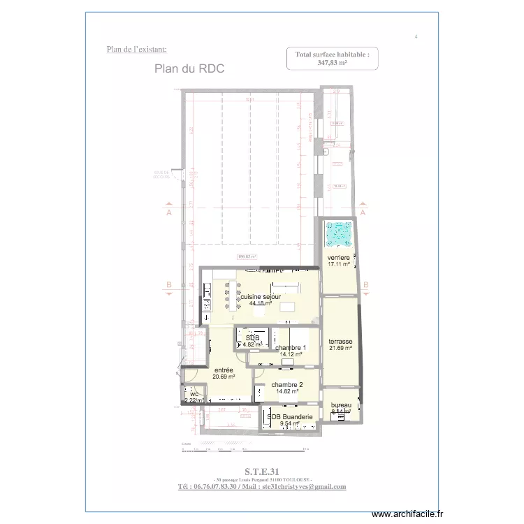 plan saint Ex 3 chambres meubles. Plan de 