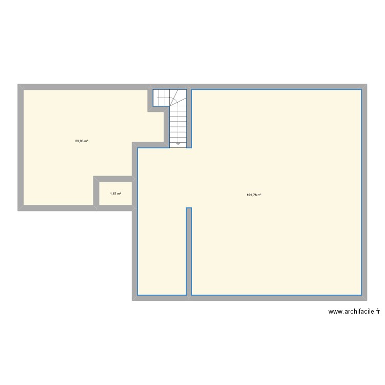 projet x. Plan de 3 pièces et 134 m2