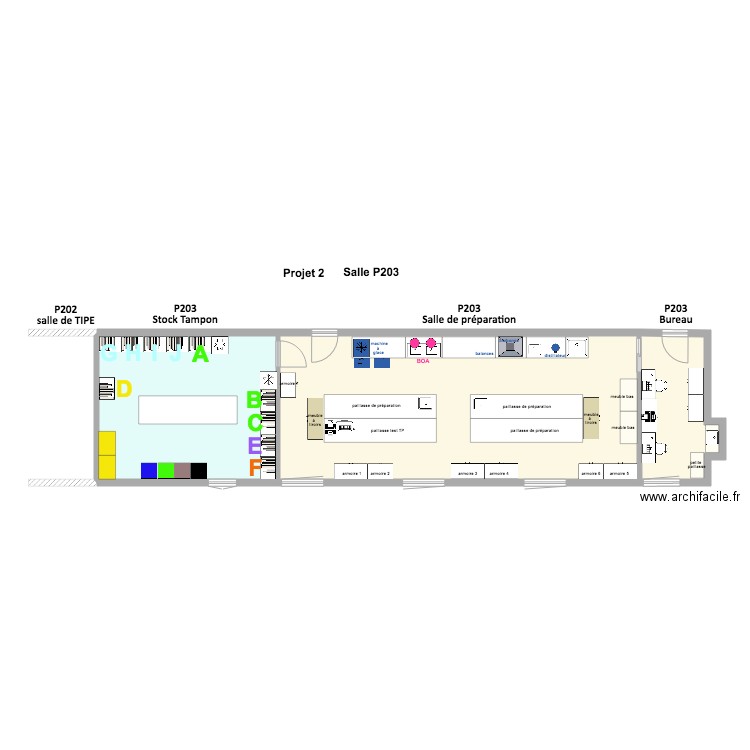 projet2 P203 labo bureau SDP. Plan de 0 pièce et 0 m2