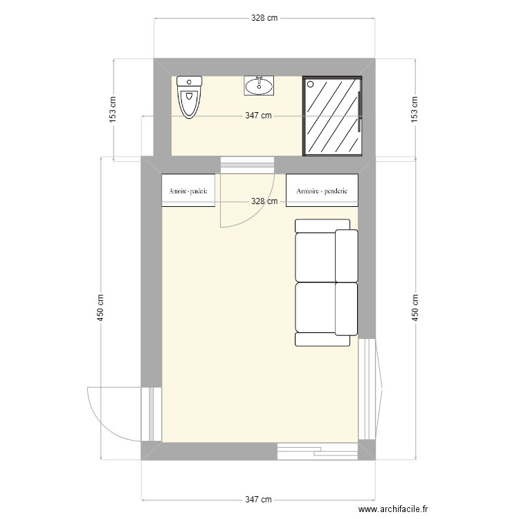 salle jeu bis. Plan de 2 pièces et 15 m2