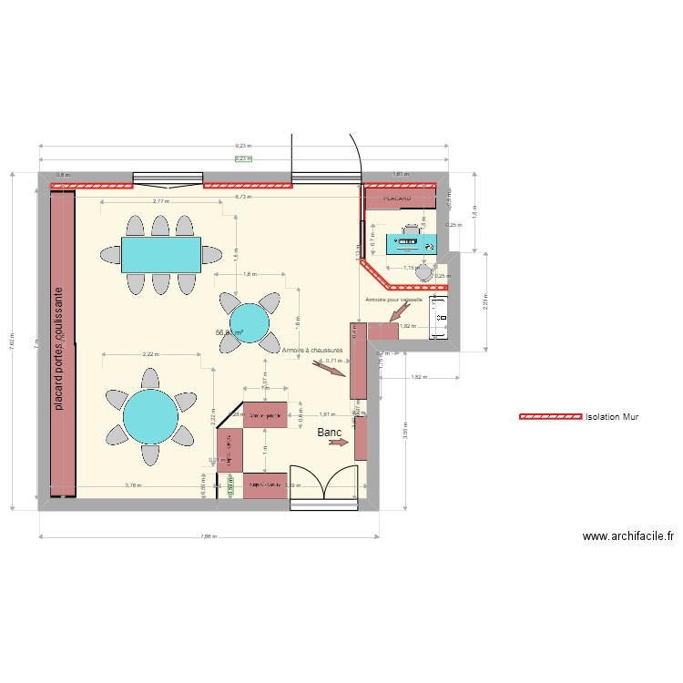 Salle AAT.. Plan de 1 pièce et 57 m2