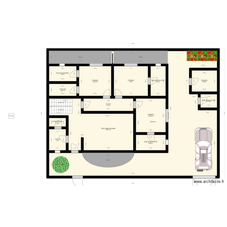 BAMAKO. Plan de 14 pièces et 257 m2