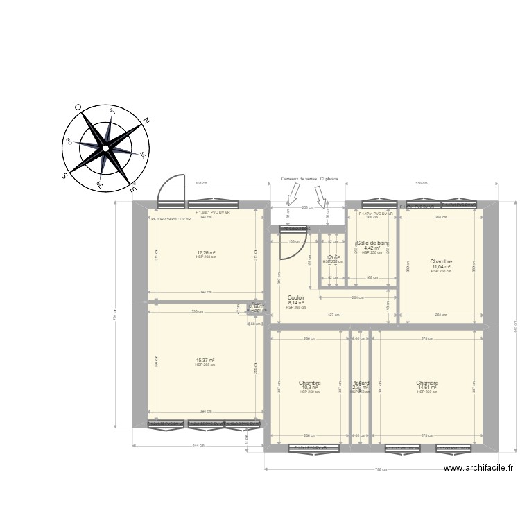 della vedova. Plan de 10 pièces et 80 m2