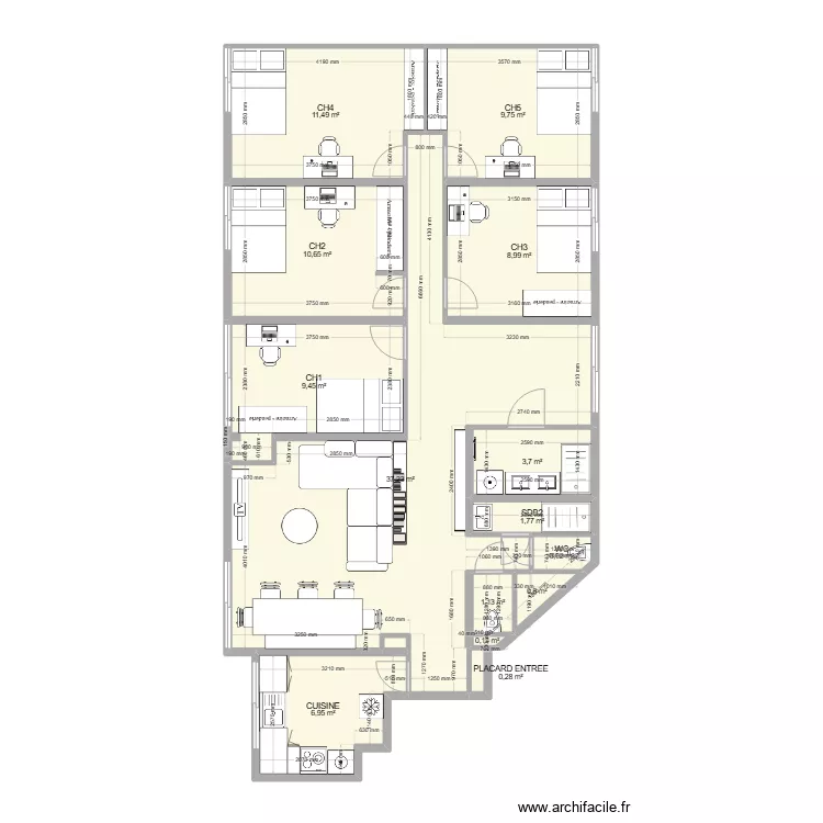 T7 Bellefontaine après travaux. Plan de T7 Bellefontaine après travaux. Plan de